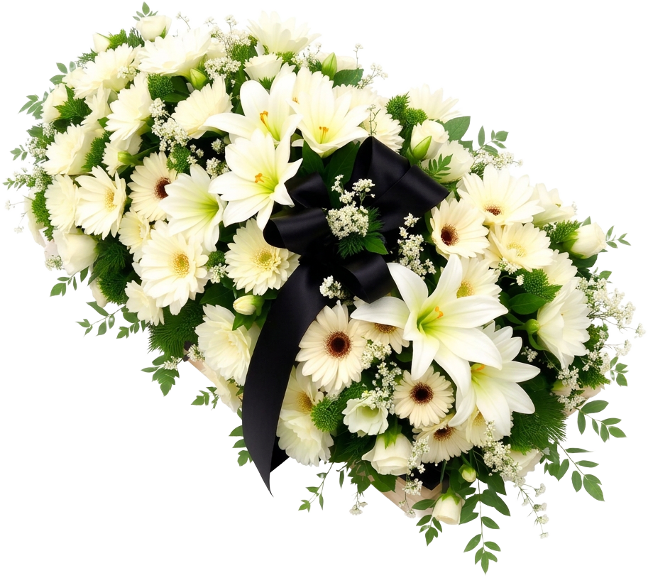 Aranjament floral funerar de 50 cm pentru sicriu