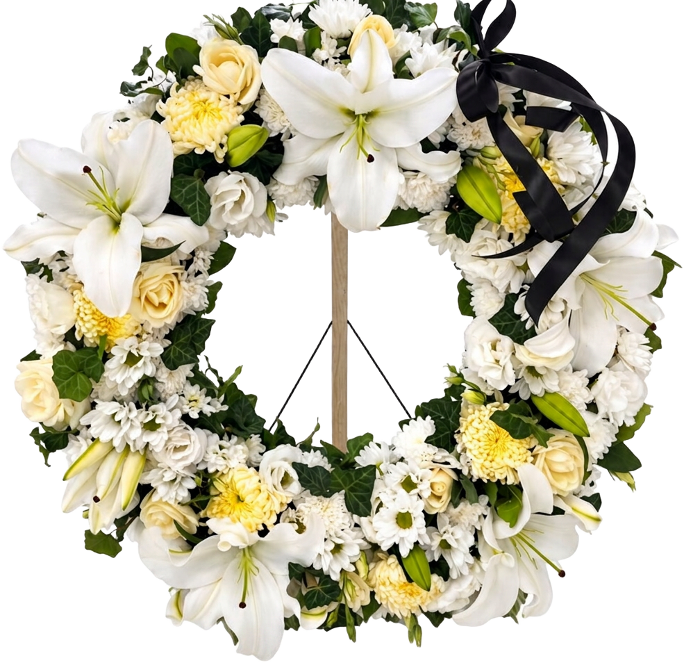 Coroană funerară mare de 55 cm Plus, cu suport