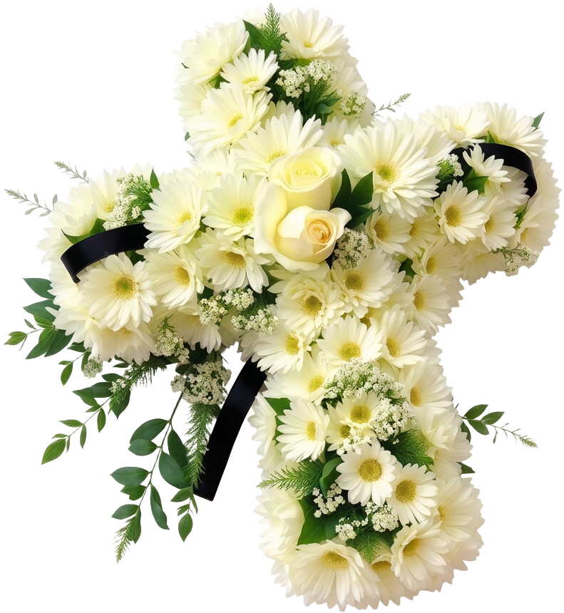Cruce funerară din flori naturale