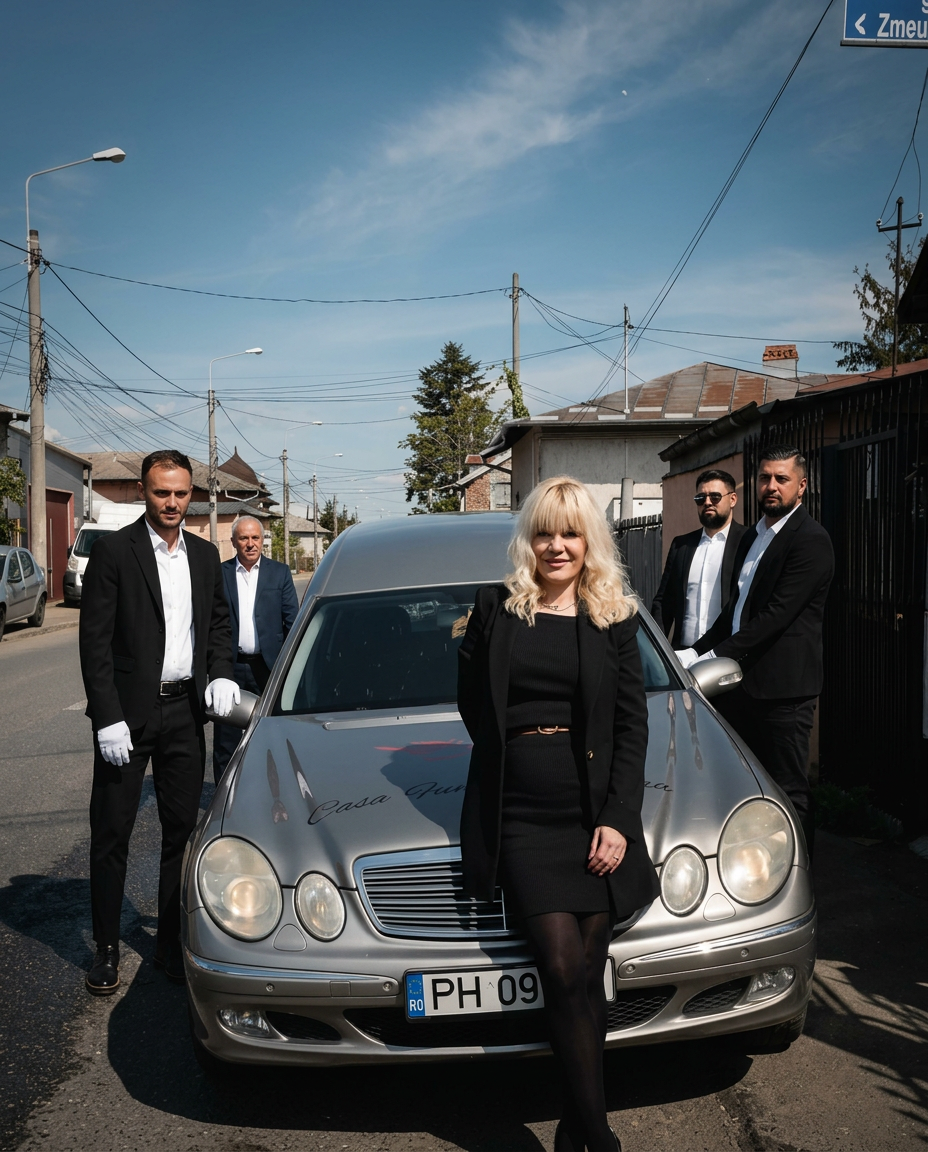 Autovehicul pentru transport funerar cu sigla Casa Funerară Iulian